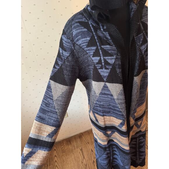 NOSTALGIA Blue Pattern Cardigan Size Small - Picture 3 of 7